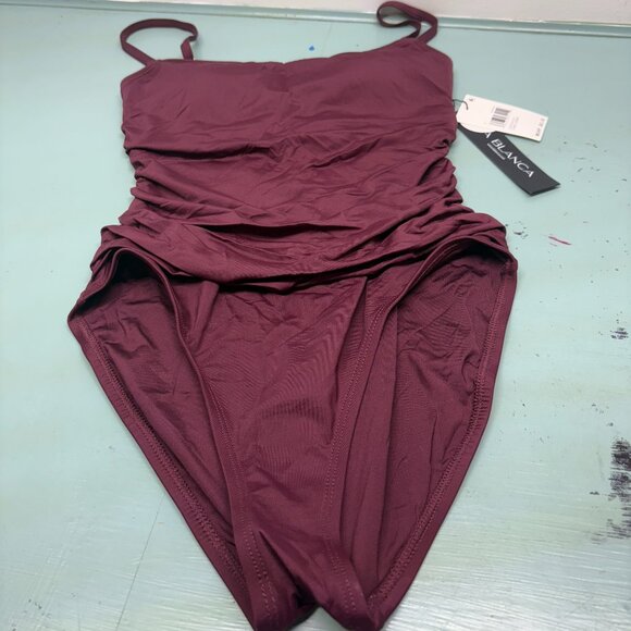 La Blanca Women's Small Bathing Swim Suit Dark Cherry 1 piece NWT - Picture 1 of 5